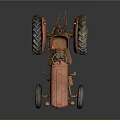 Vintage Red Tractor As Garden Ornament With Rustic Charm And Classic Design