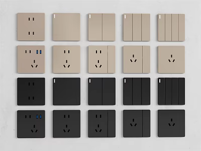 Modern Wall Switch Panels With Various Designs And Different Colors For Home Decoration 3d model