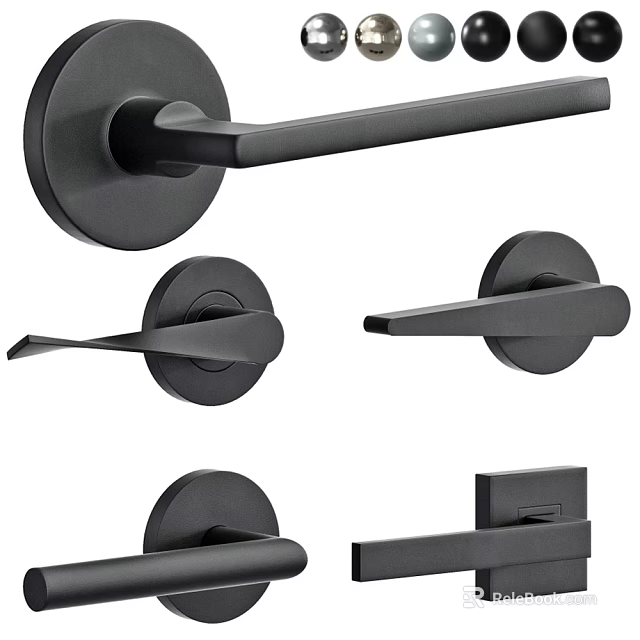 Modern Black Door Handles With Various Stylish Designs For Interior Home Doors 3d model 