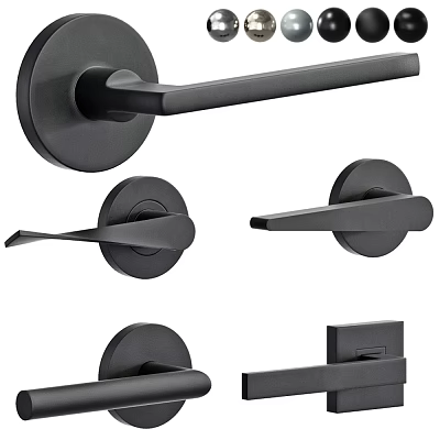 Modern Black Door Handles With Various Stylish Designs For Interior Home Doors 3d model