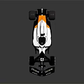 Black and White Chronos Formula 1 Race Car with STC Sponsorship and Colorful Wheels