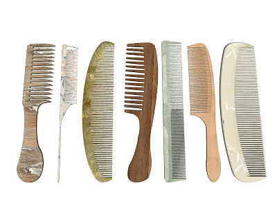 Various Stylish Combs With Different Materials And Designs For Daily Hair Care 3d model