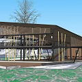 Modern Post Station Public Building Visitor Center Building Exhibition Hall Small Public Building Cafe Building Post Station Building 3d model
