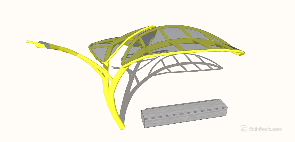 Modern Outdoor Light with Yellow Metal Frame and Transparent Canopy for Garden Patio Seating Area 3d model 