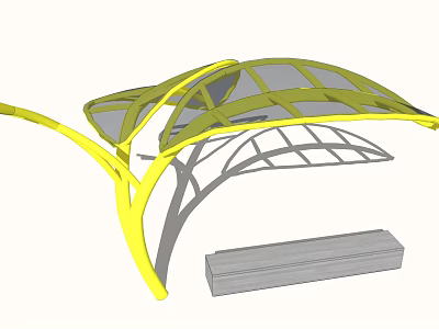 Modern Outdoor Light with Yellow Metal Frame and Transparent Canopy for Garden Patio Seating Area 3d model