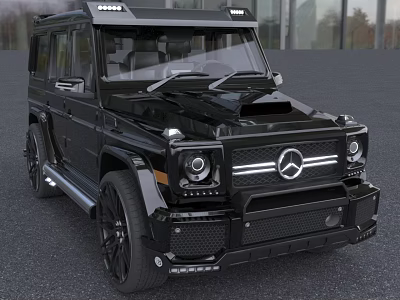 Black Mercedes G Class Modified Car With Large Wheels And Rugged Front Design 3d model