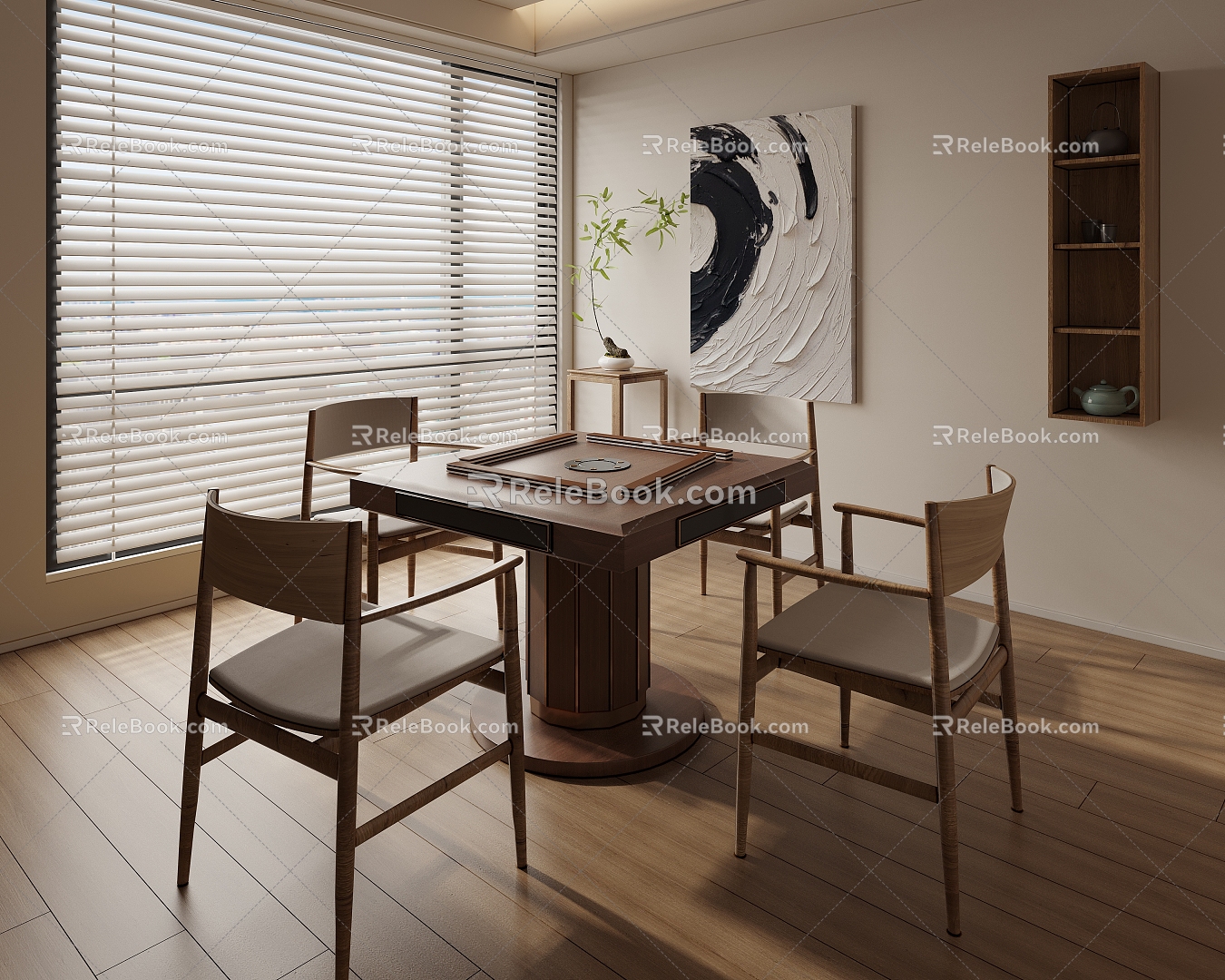 Mahjong table chess room 3d model