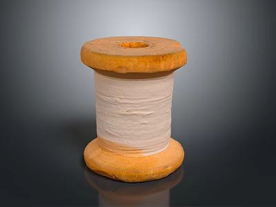 Decorative Wooden And Stone Cylindrical Piece With Polished Wooden Bases And Textured Stone Middle 3d model