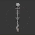 Tall Tower Equipment With Spherical Top And Metal Frame Support Structure 3d model