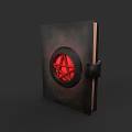 Black Leather Notebook With Red Pentagram Design On Cover And Strap