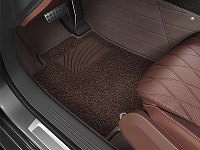Luxury Car Interior With Brown Textured Floor Mat And Leather Seats 3d model