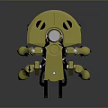Yellow Mechanical Multi Legged Robot With Circular Top And Robotic Structure 3d model