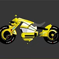 Yellow Modern Motorcycle With Sleek Design And Black Wheels Reflective Surface