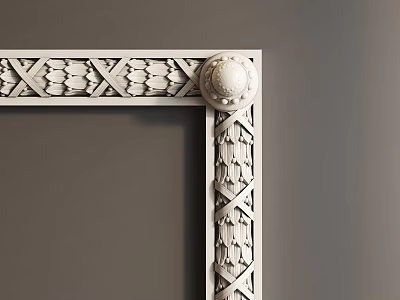 European-style gypsum carved ceiling line 3d model