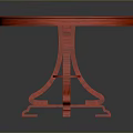 Round Red Dining Table With Wood Grain And Decorative Legs