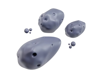 Modern Gray Irregular Shaped Decorative Ornament Set With Holes And Small Spheres 3d model
