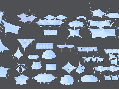 Tensile Membrane Various Architectural Design Structures With Different Shapes And Styles 3d model