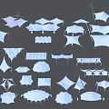 Tensile Membrane Various Architectural Design Structures With Different Shapes And Styles 3d model