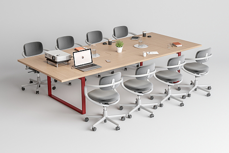 Modern Conference Table and Chair 3d model