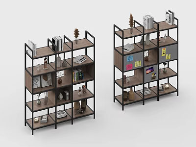 Wooden Storage Display Shelves With Multiple Tiers For Books And Decorative Items 3d model