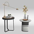 Modern Side Table Side Table Corner Table Round Coffee Table Low Table Lamp Vase Book Ornaments 3d model