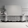 Elegant Classical Wooden TV Stand with Carved Details Drawers and Decorative Ornaments