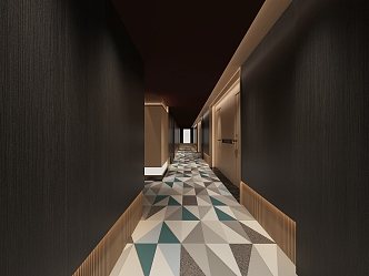 Modern Away Hotel Corridor 3d model