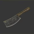 Vintage Cleaver Weapon Featuring Wooden Handle Metal Blade Worn Texture And Smooth Surface Reflection