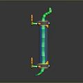 Character Creature 3D Model With Green Spiral Structure And Orange Hands