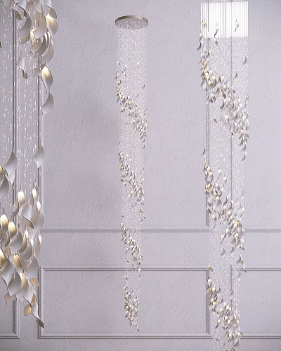 Elegant Modern Crystal Chandelier Design With Hanging Glass Beads And Silver Accents 3d model