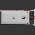 White and Red Emergency Ambulance Vehicle with Medical Cross and Emergency Lights