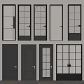 Modern Hinged Doors Showcasing Various Glass Insert Designs Solid Panels And Gray Finishes 3d model