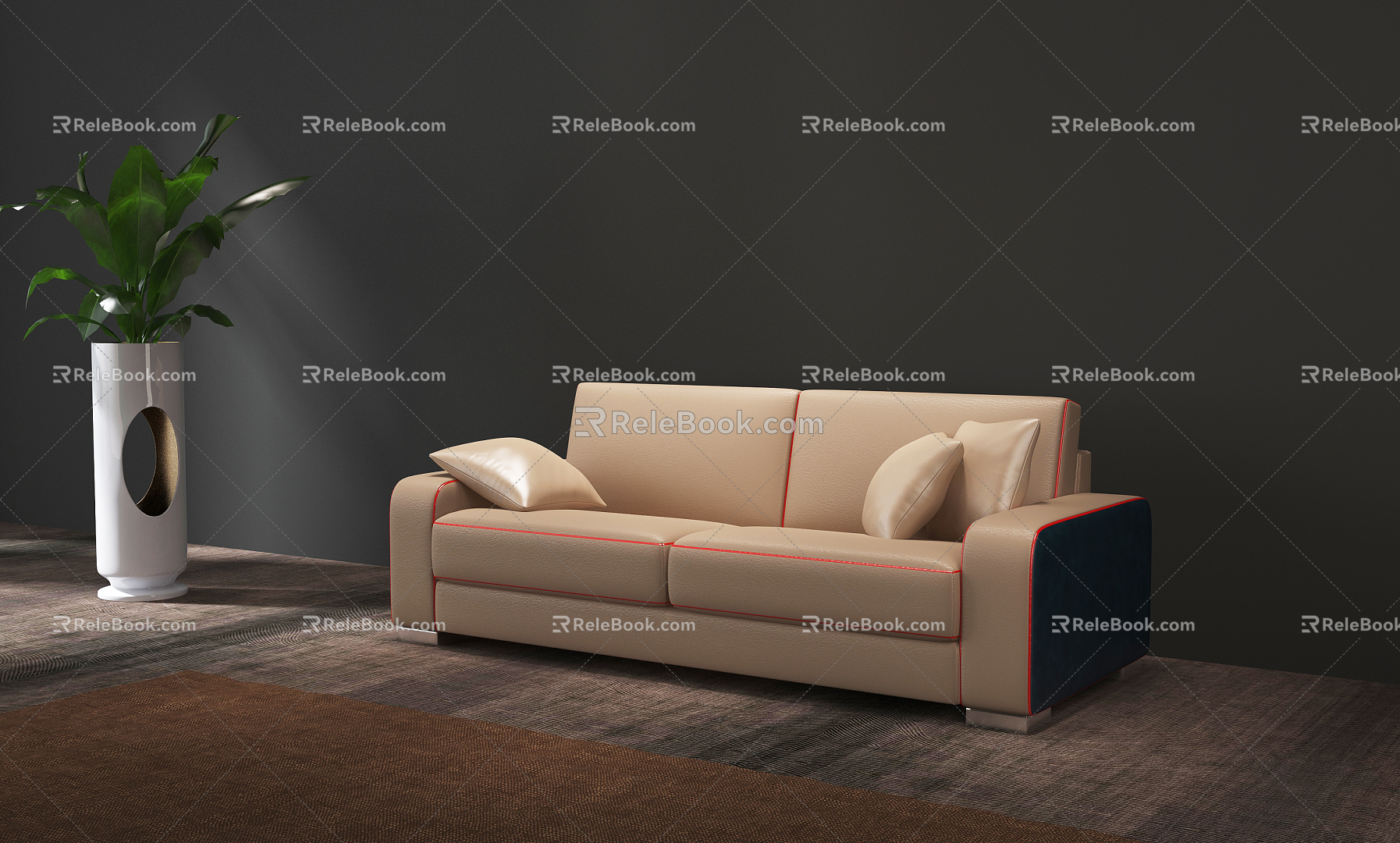 Modern double sofa without sofa 3d model