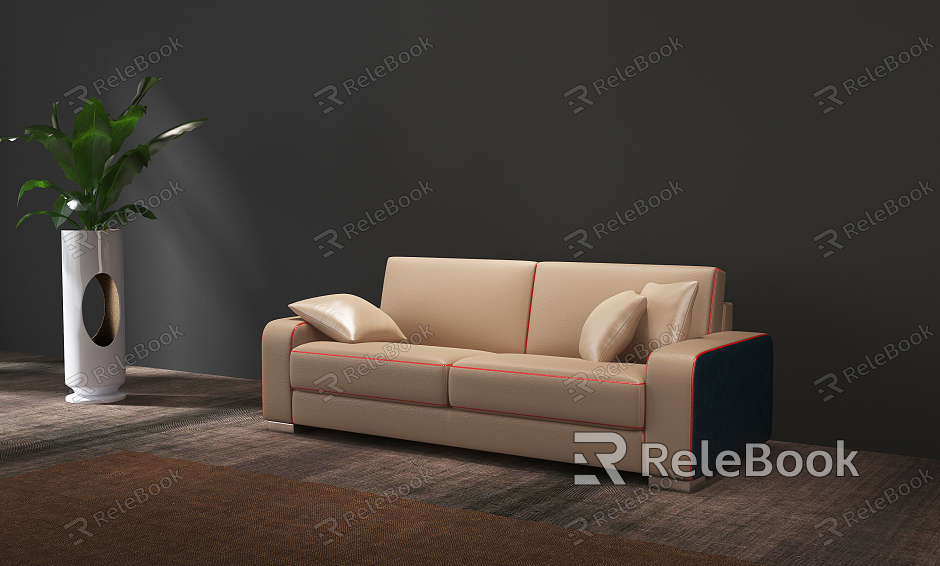 Modern double sofa without sofa model