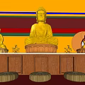 Traditional Ancient Architecture Featuring Red Columns Yellow Decor White Walls And Ornate Windows