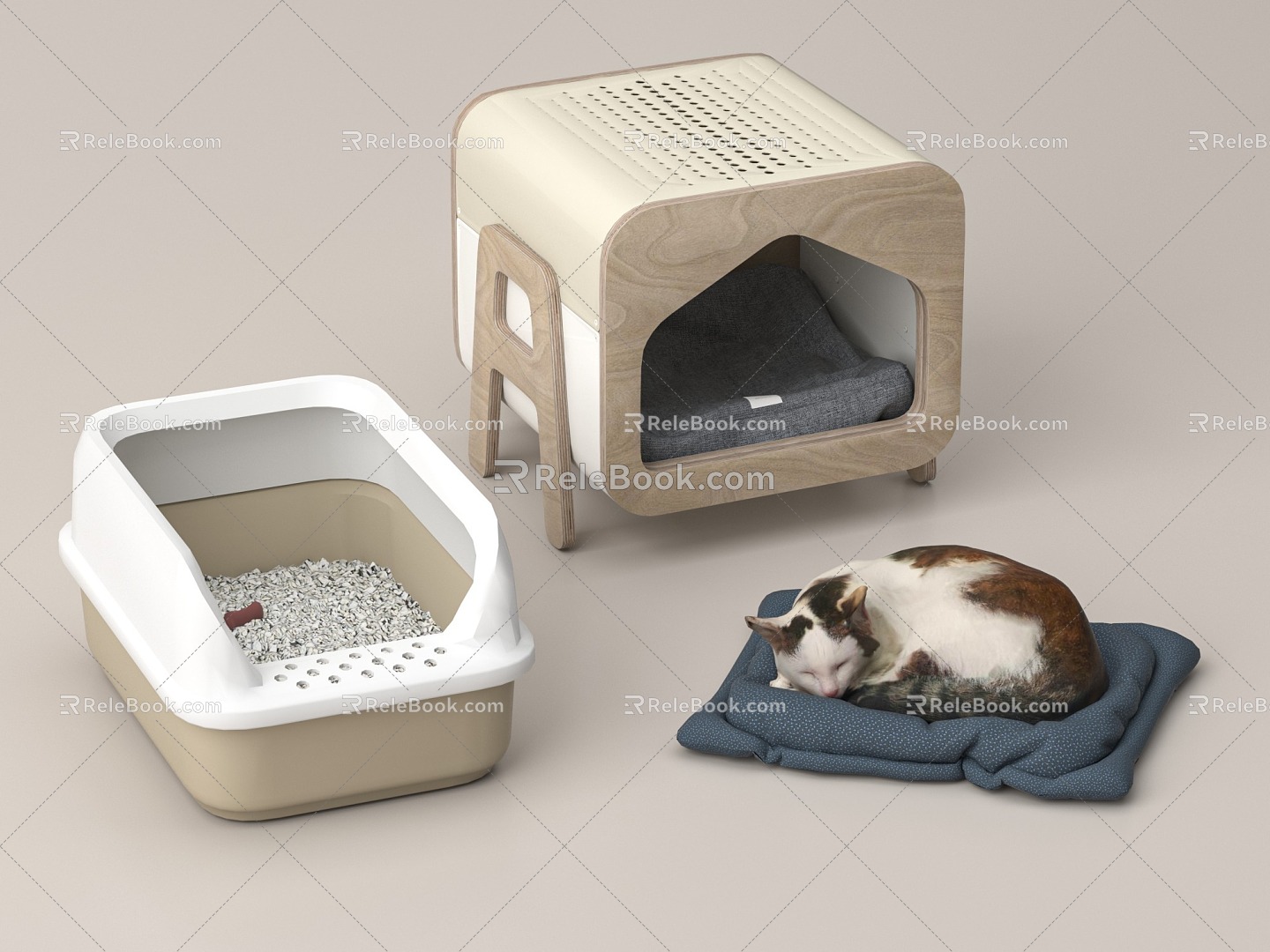 cat litter box pet nest 3d model