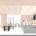 Modern Coffee Shop Kiosk With Wooden Panel Design And Counter
