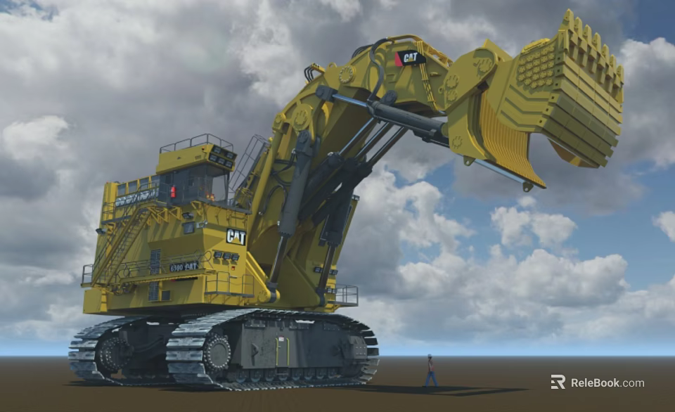 CAT Large Crawler Excavator With Massive Bucket For Construction Operations 3d model 