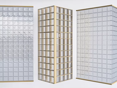 Modern Transparent Interior Partition With Grid Design And Glass Panels 3d model