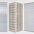 Modern Transparent Interior Partition With Grid Design And Glass Panels 3d model