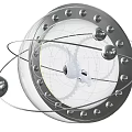 Modern Transparent Sphere Chandelier With Silver Metal Frame And Circular Accents