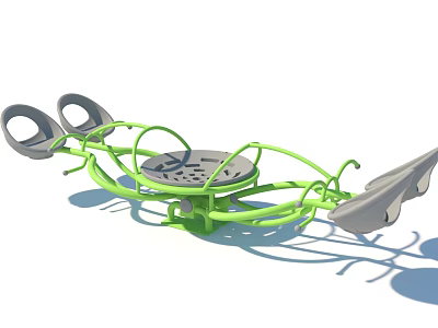 Green Outdoor Garden Ornament With Circular Seats And Decorative Structure 3d model