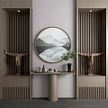 New Chinese-style End View Table Entrance Side Cabinet Decorative Cabinet Background Wall Combination 3d model