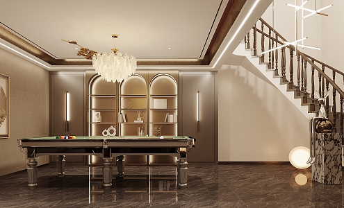 Light Luxury Billiards Room 3d model