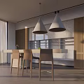 Modern Restaurant Interior Featuring Open Kitchen Design With Bar Counter Seating 3d model