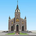 Sacred Church Building for Religious Faith with Cross Spire and Blue Sky