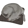 Relaxed Gray Lizard Curled Up Sleeping On Soft Brown Cushion Mat 3d model