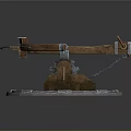 Ancient Ballista Weapon With Wooden Frame Metal Components And Wheel Base