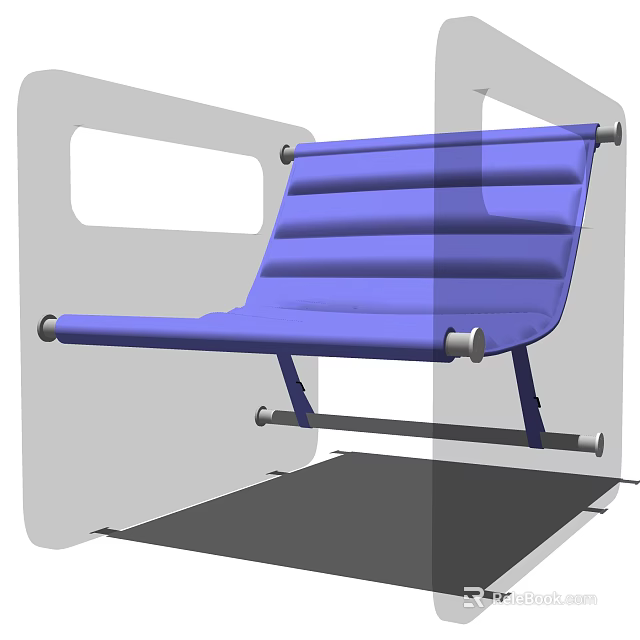 Comfortable Modern Blue Leisure Chair With Striped Backrest And Metal Frame Design 3d model 