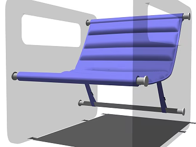 Comfortable Modern Blue Leisure Chair With Striped Backrest And Metal Frame Design 3d model